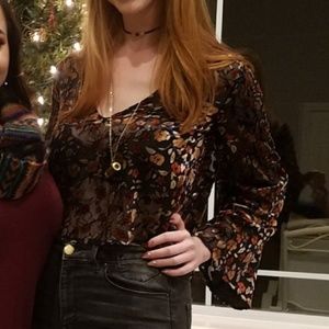 Topshop sheer floral blouse